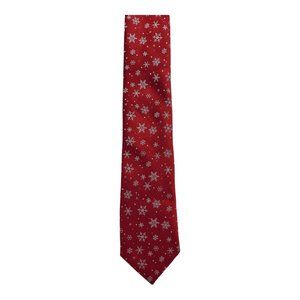 Noel Holiday Collection  Snow Flake Pattern Red 80% Polyester Necktie